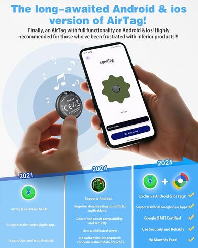 Air Tags for Android,Air Tags-4 Pack Android,Air Tracker Tags with 4 Case,2 Year Battery Life,Google & Apple Find Trackers for Google'S Find Hub App & Apple Find My,IP65 Waterproof Luggage Tracker in Saudi Arabia