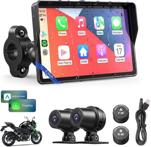5 Inch Motorcycle Carplay GPS Navigation System with Apple Carplay and Android Auto Portable Screen with Dual Bluetooth, Navigation, Siri, Google Assistant（Not Inchluded TPMS） in Saudi Arabia