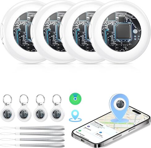 Air Tracker Tags-4 Pack (iOS Only), [Apple MFi Certified] Key Finder | Replaceable Battery Bluetooth Tracker Compatible with Apple Find My, Item Locator Smart Tag for Keys, Bag, Luggage and More in Saudi Arabia