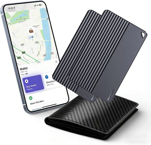 بطاقة تعقب المحفظة لـ Apple Find My، مكتشف عناصر Bluetooth لمدة 5 سنوات لجهاز iPhone، بطاقة تتبع ذكية رفيعة للمحفظة، الأمتعة، جواز السفر، المحفظة، حقيبة الظهر، iOS فقط in Kuwait