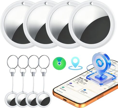 4 Pack Smart Bluetooth Tracker for iPhone (iOS Only), MFi Certified Item Finder Works with Apple Find My App, Waterproof Key Finder Tag for Wallet, Keys, Bags and Luggage, Pets, Replaceable Battery in Saudi Arabia