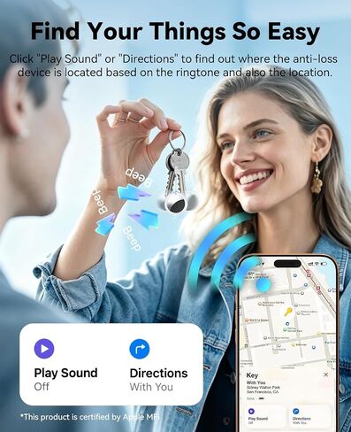 4 Pack Smart Bluetooth Tracker for iPhone (iOS Only), MFi Certified Item Finder Works with Apple Find My App, Waterproof Key Finder Tag for Wallet, Keys, Bags and Luggage, Pets, Replaceable Battery in Saudi Arabia