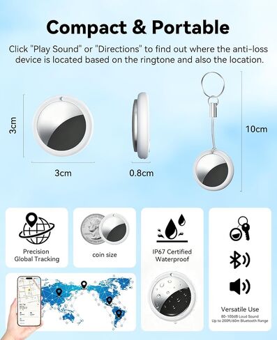 4 Pack Smart Bluetooth Tracker for iPhone (iOS Only), MFi Certified Item Finder Works with Apple Find My App, Waterproof Key Finder Tag for Wallet, Keys, Bags and Luggage, Pets, Replaceable Battery in Saudi Arabia