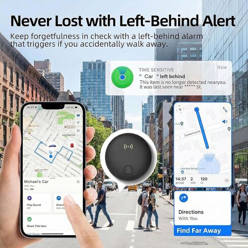 جهاز تعقب GPS للمركبات، تتبع في الوقت الحقيقي للسيارات مع مغناطيسي | بدون رسوم شهرية / بدون بطاقة SIM، يعمل مع iOS Find My، أجهزة تتبع GPS مخفية صغيرة للسيارات/الدراجات النارية/الدراجات، أسود in Kuwait