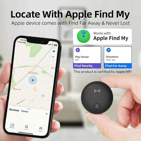 جهاز تعقب GPS للمركبات، تتبع في الوقت الحقيقي للسيارات مع مغناطيسي | بدون رسوم شهرية / بدون بطاقة SIM، يعمل مع iOS Find My، أجهزة تتبع GPS مخفية صغيرة للسيارات/الدراجات النارية/الدراجات، أسود in Kuwait