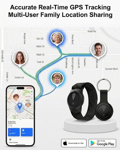 جهاز تعقب GPS للأطفال، جهاز تعقب ذكي للأطفال مع موقع في الوقت الفعلي، لأجهزة Android وiPhone بدون رسوم شهرية وبدون بطاقة SIM - تصميم سوار معصم وسلسلة مفاتيح يمكن ارتداؤه، مقاوم للماء IP68، استخدام آمن داخلي وخارجي in Kuwait