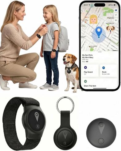 جهاز تعقب GPS للأطفال، جهاز تعقب ذكي للأطفال مع موقع في الوقت الفعلي، لأجهزة Android وiPhone بدون رسوم شهرية وبدون بطاقة SIM - تصميم سوار معصم وسلسلة مفاتيح يمكن ارتداؤه، مقاوم للماء IP68، استخدام آمن داخلي وخارجي in Kuwait