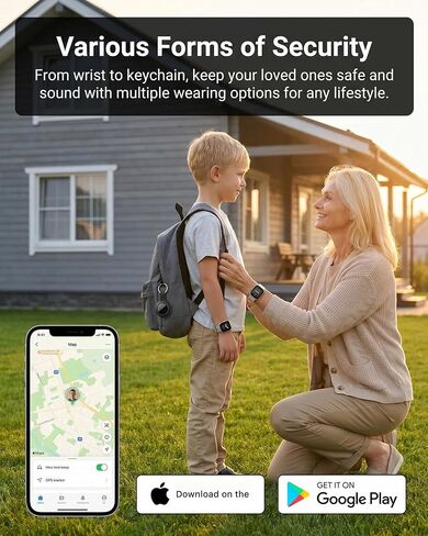 جهاز تعقب GPS للأطفال، جهاز تعقب ذكي للأطفال مع موقع في الوقت الفعلي، لأجهزة Android وiPhone بدون رسوم شهرية وبدون بطاقة SIM - تصميم سوار معصم وسلسلة مفاتيح يمكن ارتداؤه، مقاوم للماء IP68، استخدام آمن داخلي وخارجي in Kuwait