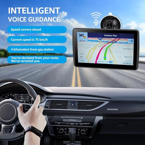 7'' GPS Navigator for Car Truck RV - 2026 North America Maps Free Lifetime Updates, Touchscreen Navigation System, Speed & Red Light Warning, Turn-by-Turn Voice Guidance, for All Cars in Kuwait