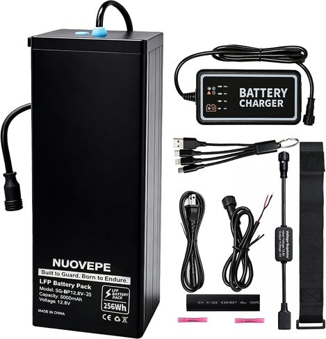 12V Portable Lithium Fish Finder Battery Kit with 4-in-1 Charging Cable | Waterproof Kayak battery compatible with fish finders, GPS, phones and action cameras for kayaking, fishing and outdoor use. in Kuwait