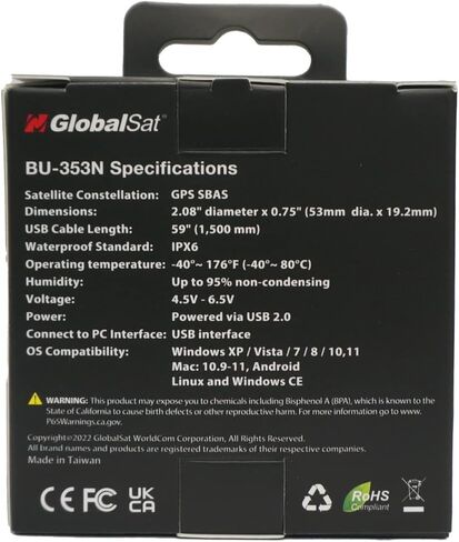 GlobalSat BU-353N USB GPS Receiver, Black, Made in Taiwan in Saudi Arabia