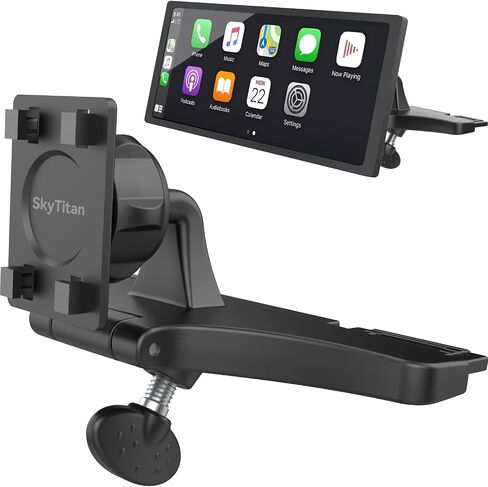 CD Slot Car Mount for Portable CarPlay Screens, Adjustable Angles, Low Profile and Sleek, Integrated Mounting Solution for in-Car Android Display Monitors (4-Tab Bracket Mount) in Saudi Arabia