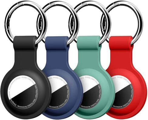 Linsaner 2|4 Pack Silicone Holder for AirTag 2nd & 1st Gen, Multicolor-1 | Keychain Ring, Protective Case, GPS Finder Accessories, Soft Silicone, Multiple Colors in Saudi Arabia