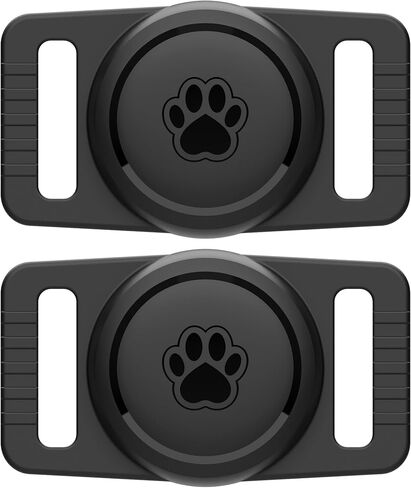 GOCII for Airtag Dog Collar Holder 2 Pack,Waterproof Dog Collar Holder for Apple AirTag(Gen 1 & 2),Silicone Air Tags Case for Dog Collars(Black) in Kuwait