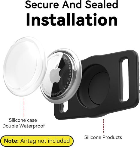 GOCII for Airtag Dog Collar Holder 2 Pack,Waterproof Dog Collar Holder for Apple AirTag(Gen 1 & 2),Silicone Air Tags Case for Dog Collars(Black) in Kuwait