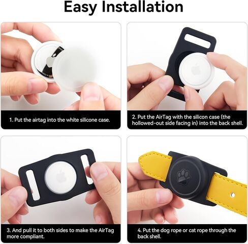 GOCII for Airtag Dog Collar Holder 2 Pack,Waterproof Dog Collar Holder for Apple AirTag(Gen 1 & 2),Silicone Air Tags Case for Dog Collars(Black) in Kuwait