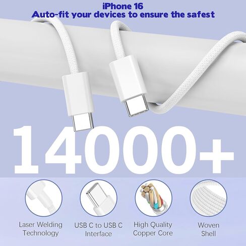 iPhone 17/16 Fast Charger Block,2 Pack 60W USB Charging Block 5-Port Charge Adapter for Apple iPhone Charger with 6FT USB C Woven Fast Charging Cable for iPhone17/16e/16Pro/15ProMax, iPad Pro/Air/Mini in Saudi Arabia