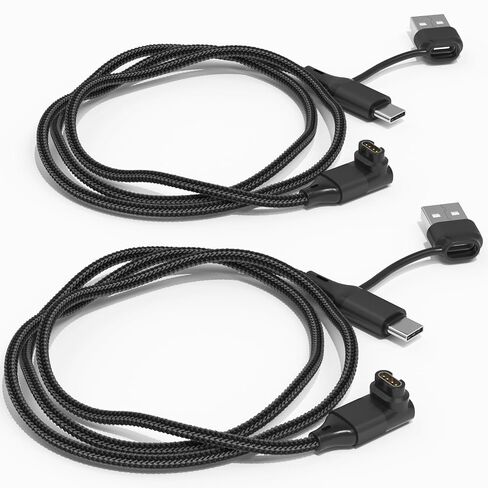 2 in 1 for Garmin Watch Charger Cable 3.3FT 2-Pack, USB Charging Cord with Type-C for Fenix 8 7 7X 6 Pro,Forerunner 970 965 570 265 255 165 55,Vivoactive 5 4,Instinct,Venu 3 3S X1,Epix,Vivomove,Tactix in Saudi Arabia
