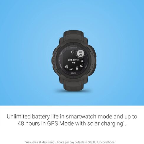 Garmin Instinct 2 Solar, GPS Outdoor Watch, Solar Charging Capabilities, Multi-GNSS Support, Tracbak Routing, Graphite (Renewed) in Saudi Arabia