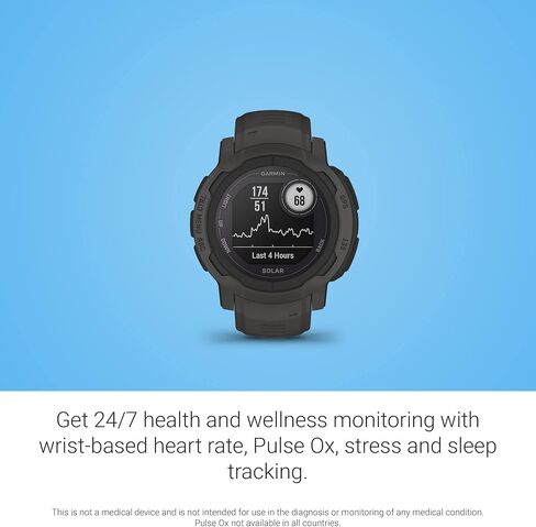 Garmin Instinct 2 Solar, GPS Outdoor Watch, Solar Charging Capabilities, Multi-GNSS Support, Tracbak Routing, Graphite (Renewed) in Saudi Arabia