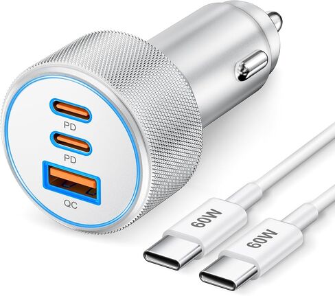 67W 3-Port Super Fast Type C Car Charger USB C for Samsung S26 S25 S24 S23 | iPhone 17/16/15 Pro Max, Android, Cigarette Lighter USB Charger Car Phone Adapter Accessories for Men Women + 3FT USB-C Cable in Saudi Arabia