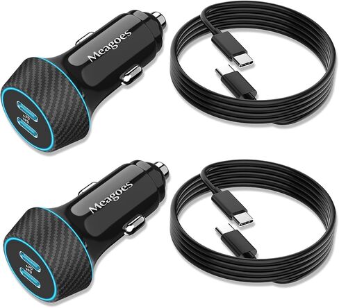 2 Pack 90W USB C Car Charger Super Fast Charging for iPhone 17 Pro Max/Air | Dual 45W PPS USBC Port,for iPhone 17/16/15/Samsung Galaxy S26 Android Phone,12V Cigarette Lighter Adapter,2*3.3ft Type C Cord in Kuwait
