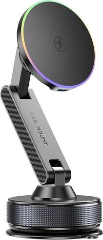 15W Magsafe Car Phone Mount Charger,Vacuum Car Phone Holder Charger,360° Adjustable Magnetic Cell Phone Holders for Car,Wireless Charging Mount for iPhone 17-12 Pro Max Plus Car Accessories in Saudi Arabia