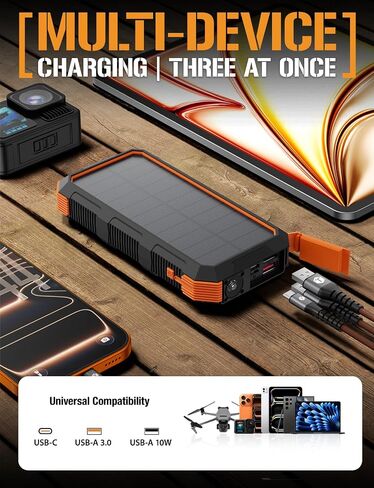 ToughTested 24000mAh Solar Power Bank, LED Flashlight, USB-C Fast Charging | Fast charging power bank with LED flashlight and IP66 rugged protection for camping, travel, and emergencies in Saudi Arabia