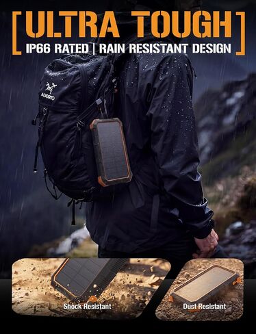 ToughTested 24000mAh Solar Power Bank, LED Flashlight, USB-C Fast Charging | Fast charging power bank with LED flashlight and IP66 rugged protection for camping, travel, and emergencies in Saudi Arabia