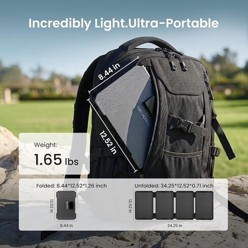45W Portable Solar Panel Charger, 25.4% Efficiency, Dual USB-C | 25W PD and USB-A outputs charge phones and power banks; 1.7 lb foldable IP68-rated design fits camping and backpacking in Saudi Arabia