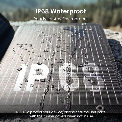 45W Portable Solar Panel Charger, 25.4% Efficiency, Dual USB-C | 25W PD and USB-A outputs charge phones and power banks; 1.7 lb foldable IP68-rated design fits camping and backpacking in Saudi Arabia