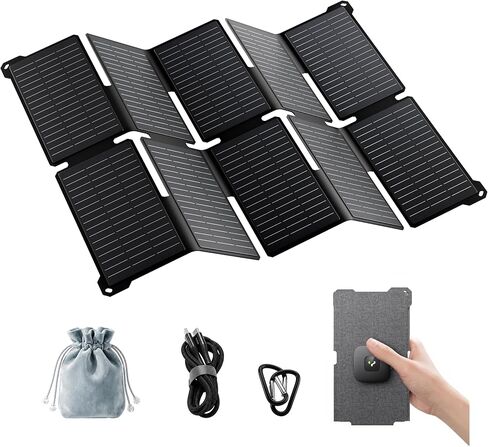 35W Portable Solar Panel Charger, 25.4% Efficiency, USB-C and USB-A | USB-C PD and USB-A QC ports charge phones and power banks; 1.5 lb foldable IP68-rated design fits backpacking and hiking in Saudi Arabia