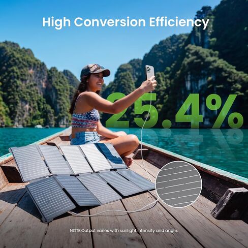 35W Portable Solar Panel Charger, 25.4% Efficiency, USB-C and USB-A | USB-C PD and USB-A QC ports charge phones and power banks; 1.5 lb foldable IP68-rated design fits backpacking and hiking in Saudi Arabia