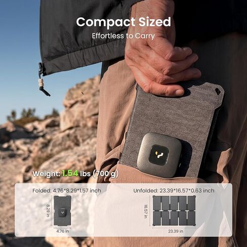 35W Portable Solar Panel Charger, 25.4% Efficiency, USB-C and USB-A | USB-C PD and USB-A QC ports charge phones and power banks; 1.5 lb foldable IP68-rated design fits backpacking and hiking in Saudi Arabia