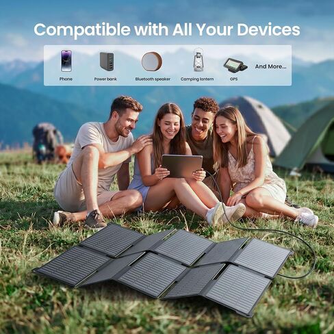 35W Portable Solar Panel Charger, 25.4% Efficiency, USB-C and USB-A | USB-C PD and USB-A QC ports charge phones and power banks; 1.5 lb foldable IP68-rated design fits backpacking and hiking in Saudi Arabia