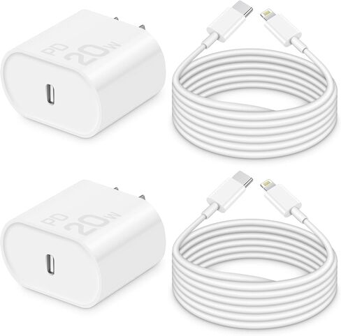 10FT iPhone 14/13/12 Charger 20W Fast Charging [MFi Certified] | USB-C PD Block & Extra Long Cable, 2-Pack, Compatible with iPhone 14/13/12/11/Pro/Plus/Max/Mini/SE, iPad & More in Saudi Arabia
