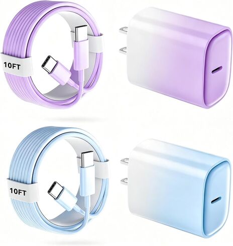 iPhone 17 16 15 Pro Charger Fast Charging, 20W USB C Fast Charger Block with 10ft Long Type C Chargers Fast Charging Cable Cord for iPhone 17/17 Pro/17 Pro Max/Air/16 Pro Max/16 Pro/15 Pro Max/Pro,S24 in Saudi Arabia