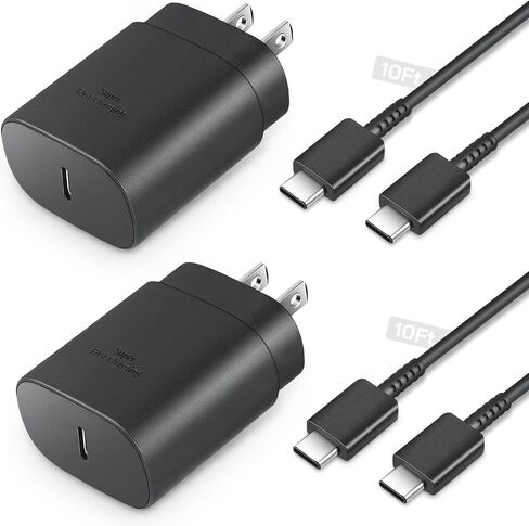 GUUSMART Type C Charger 2-Pack 25W Long 6ft USB C Charger Cable | Type C Charger Fast Charging Block Compatible with Galaxy S26 S25 S24 S23 S22 S21/iPhone 17/16/15 Pro Max/15 Plus-Black in Saudi Arabia