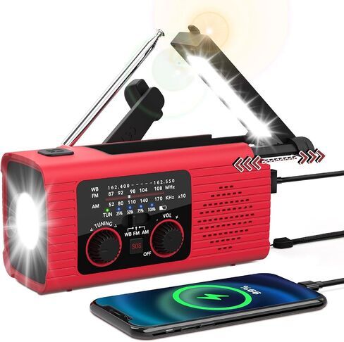 NITIGO Emergency Weather Radio, 4000mAh NOAA Weather Radio Solar Charging | Hand Crank Radio & USB Charged, Radios Portable Am Fm with LED Flashlight, Reading Lamp, SOS Alarm for Emergency Situation in Saudi Arabia