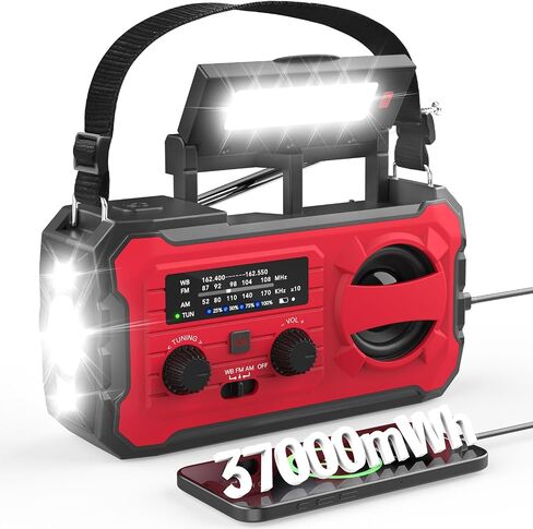 NITIGO Weather Radio, 10000mAh Large Battery Emergency Radio, Survival Gear | Portable Radio Can Power Phones with USB/Solar/Hand Crank Charging, LED Flashlight, SOS Alarm for Indoor/Outdoor Emergencies in Saudi Arabia