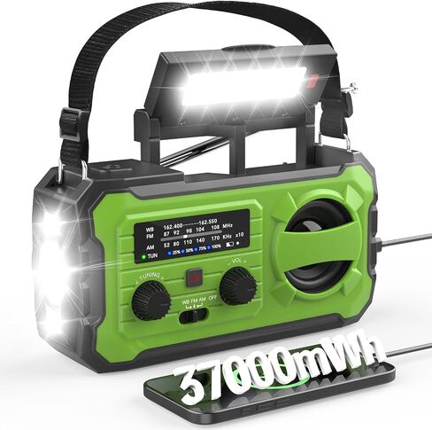 NITIGO Weather Radio, 10000mAh Large Battery Emergency Radio, Survival Gear | Portable Radio Can Power Phones with USB/Solar/Hand Crank Charging, LED Flashlight, SOS Alarm for Indoor/Outdoor Emergencies in Saudi Arabia