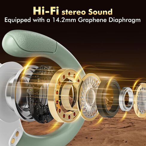 HAOYUYAN Wireless Earbuds, Sports Bluetooth Headphones, 80Hrs Playtime Ear Buds with LED Power Display, Noise Canceling Headset, IPX7 Waterproof Earphones for Workout/Running（Light Green） in Saudi Arabia