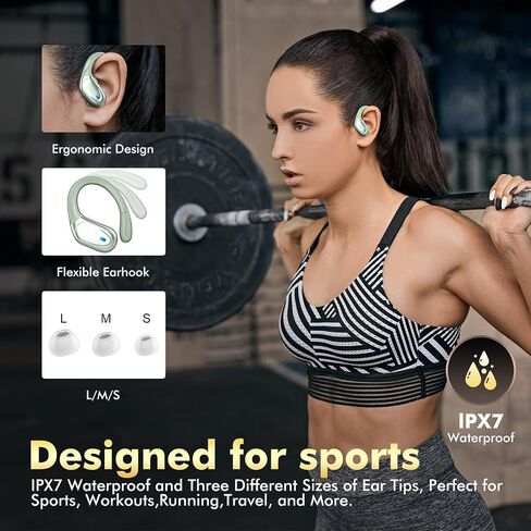 HAOYUYAN Wireless Earbuds, Sports Bluetooth Headphones, 80Hrs Playtime Ear Buds with LED Power Display, Noise Canceling Headset, IPX7 Waterproof Earphones for Workout/Running（Light Green） in Saudi Arabia