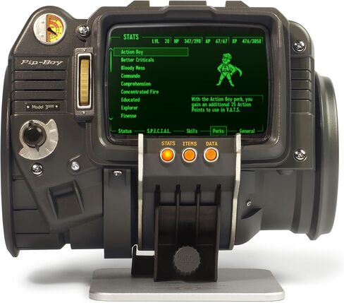 The Wand Company Pip-Boy 3000 Fallout 3 New Vegas die-cast Replica. FM Radio and Alarm, LCD Screen, with Memory Foam Cuff and Stand. Officially Licensed by Bethesda. in Saudi Arabia