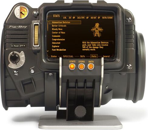 The Wand Company Pip-Boy 3000 Fallout 3 New Vegas die-cast Replica. FM Radio and Alarm, LCD Screen, with Memory Foam Cuff and Stand. Officially Licensed by Bethesda. in Saudi Arabia
