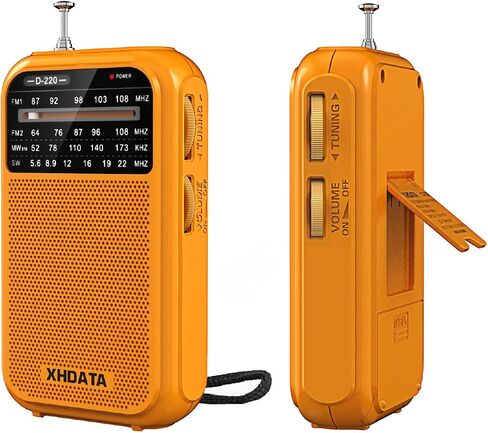 XHDATA D220 Portable Radio AM FM SW Shortwave Receiver Pocket Radio | 2AA Battery Operated, Transistor Radio with Excellent Reception for Gift, Family, Elder (Orange) in Saudi Arabia