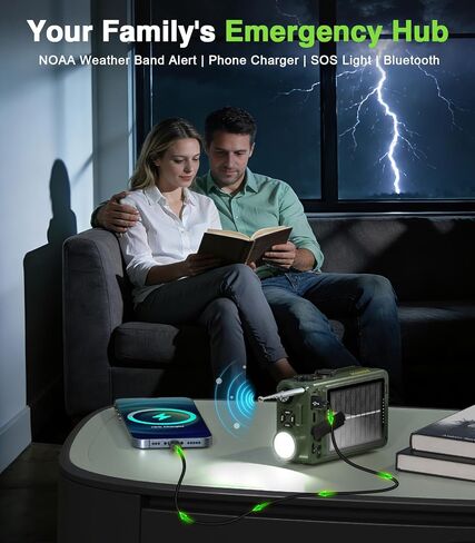 Greadio Portable Emergency Shortwave Radios, AM FM NOAA Weather Radio | 14800mWh Rechargeable with Bluetooth 5.4, Crank/Solar/USB Charging, USB/TF Playback, Charger Pack/SOS/Flashlight for Outdoor in Saudi Arabia
