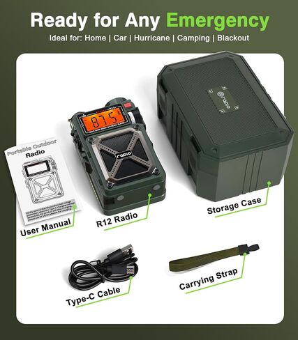 Greadio Portable Emergency Shortwave Radios, AM FM NOAA Weather Radio | 14800mWh Rechargeable with Bluetooth 5.4, Crank/Solar/USB Charging, USB/TF Playback, Charger Pack/SOS/Flashlight for Outdoor in Saudi Arabia