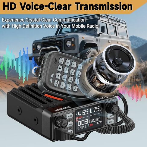 راديو متنقل ABBREE AR-8118 GMRS، محطة قاعدة قادرة على إعادة الإرسال طويلة المدى 25 وات، راديو NOAA للطقس في حالات الطوارئ مع كابل برمجة، محول سيجار للسيارة، معدات الهبوط على الطرق الوعرة in Kuwait