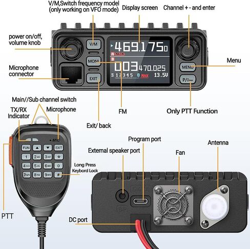 راديو متنقل ABBREE AR-8118 GMRS، محطة قاعدة قادرة على إعادة الإرسال طويلة المدى 25 وات، راديو NOAA للطقس في حالات الطوارئ مع كابل برمجة، محول سيجار للسيارة، معدات الهبوط على الطرق الوعرة in Kuwait